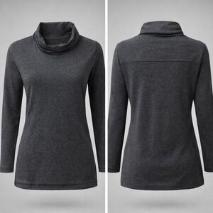 Columbia Womens XL6314 Cowl‎ Neck Long Sleeve Top Grey Herringbone S oversized